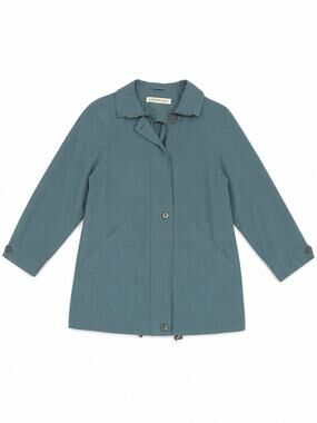 Vintage London Fog Womens Rain Jacket Blue Green Zip Button Coat Size Large